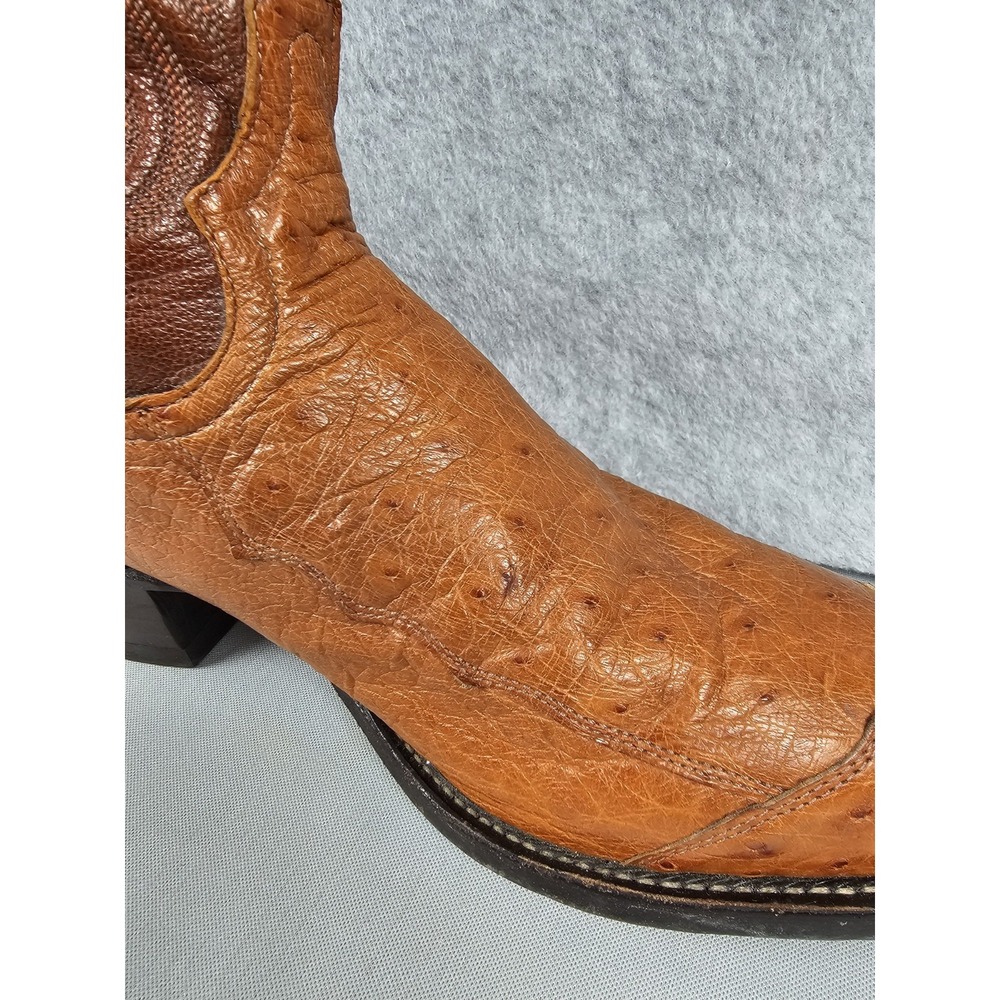 Tony Lama CZ906 Smooth  Ostrich Quill Cowboy Boots Mens 10 D Peanut Brittle - Picture 14 of 16